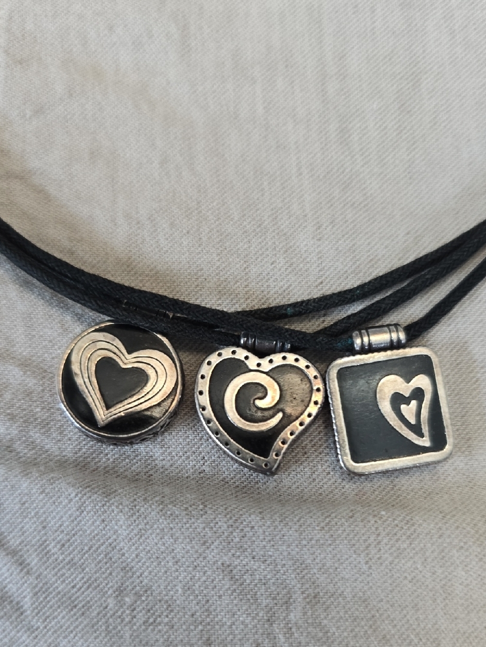 Brighton "Midnight Sun" Black Cord Necklace with Heart Charms